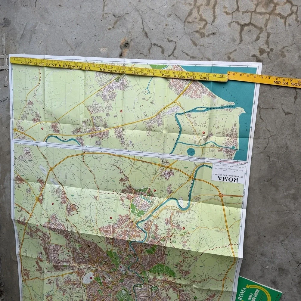 Vintage Lot of‎ Rome Italy Memorabilia Rome Guide Book Full Size Folding Map